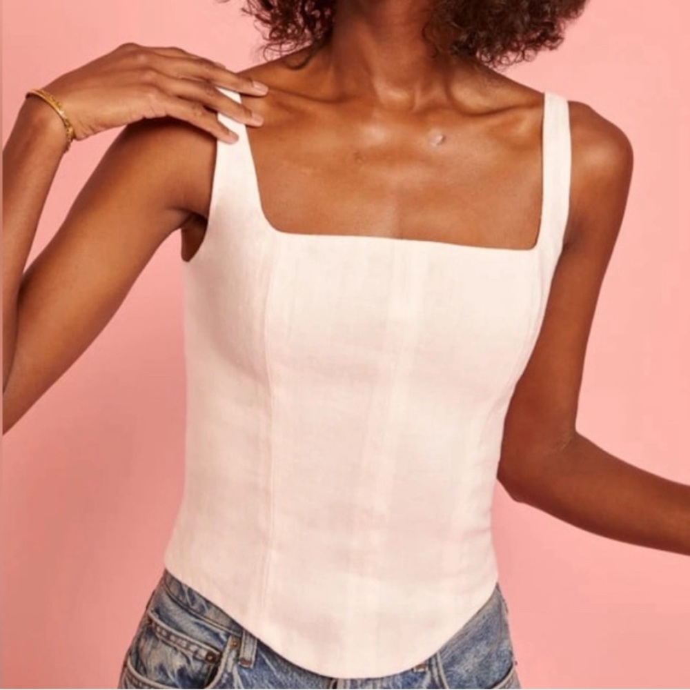 Reformation Hampshire Linen Corset Top